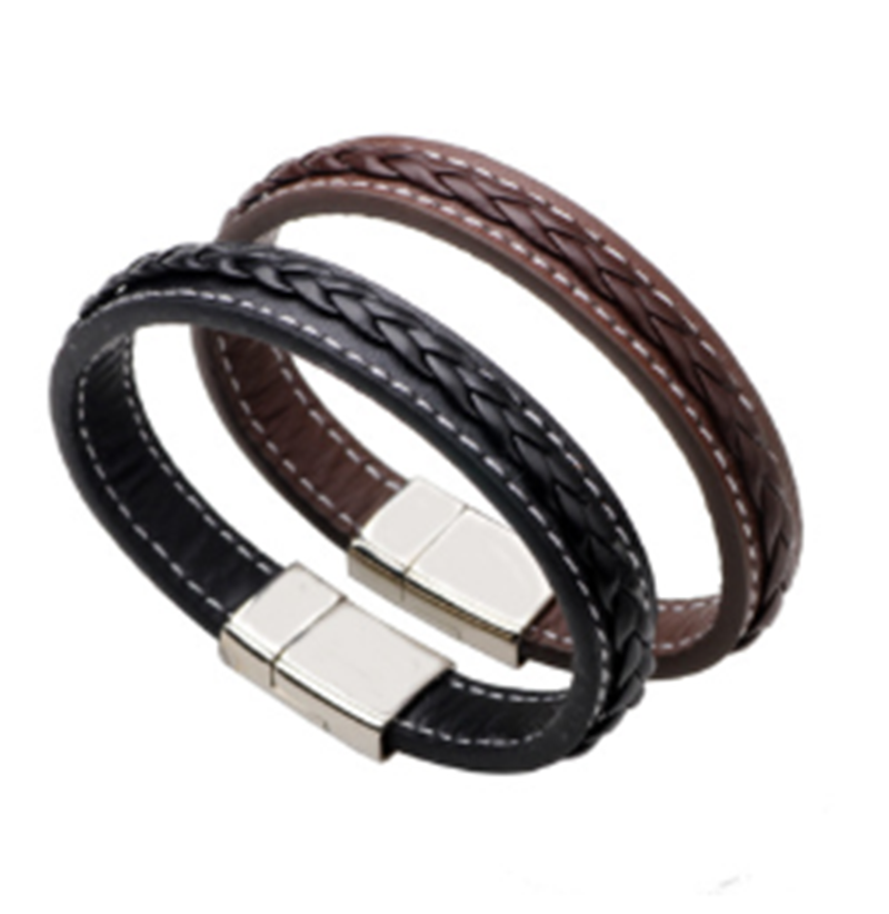 Cowhide Stripes Bracelet Alloy Magnetic Buckle