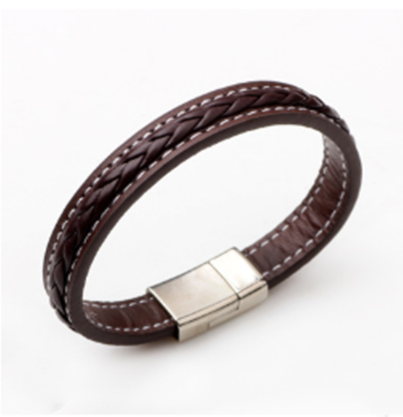 Cowhide Stripes Bracelet Alloy Magnetic Buckle