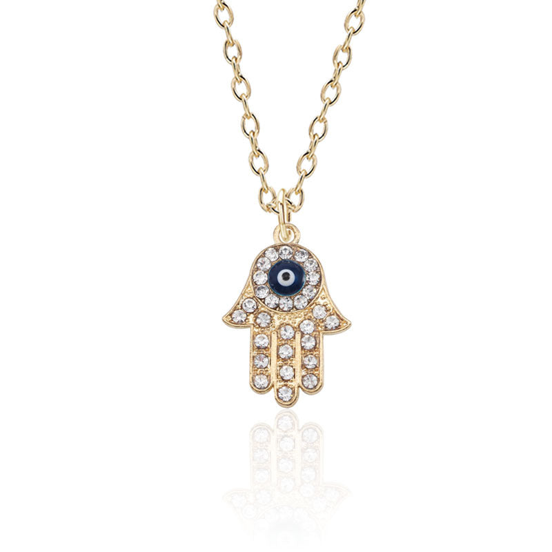 Golden Dot Diamond Small Hand Necklace Vintage Style Pendant