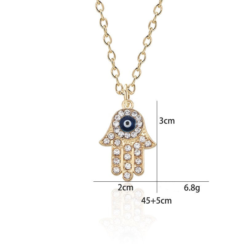 Golden Dot Diamond Small Hand Necklace Vintage Style Pendant