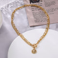 Double Necklace Female Fashion Simple Coin Pendant