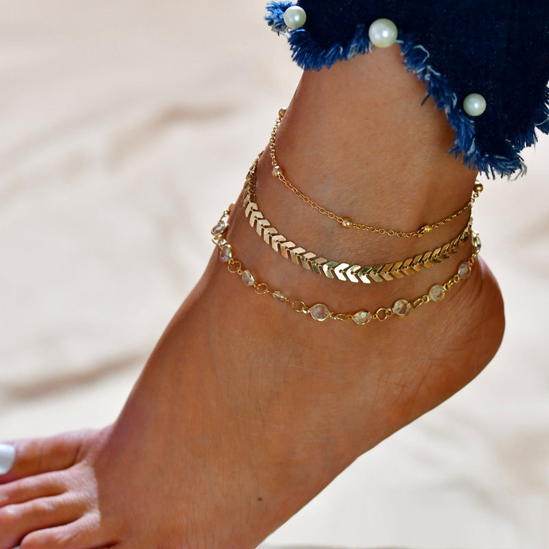 Jewelry Multilayer Popular Airplane Crystal Beach Anklet