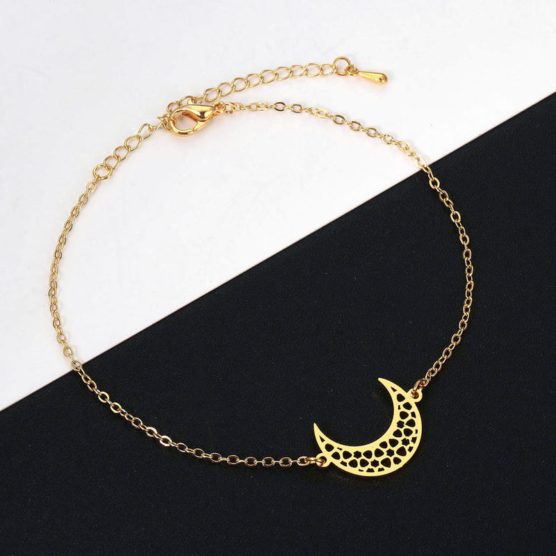 Simple Personality All-Match Stainless Steel Moon Anklet