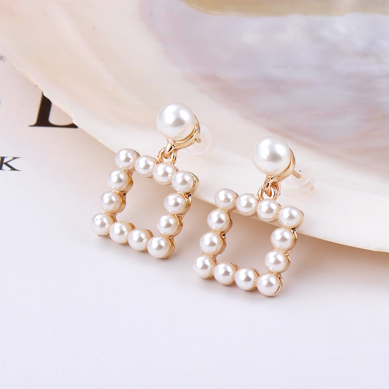 Geometric Pearl Earrings For Women Cold Wind