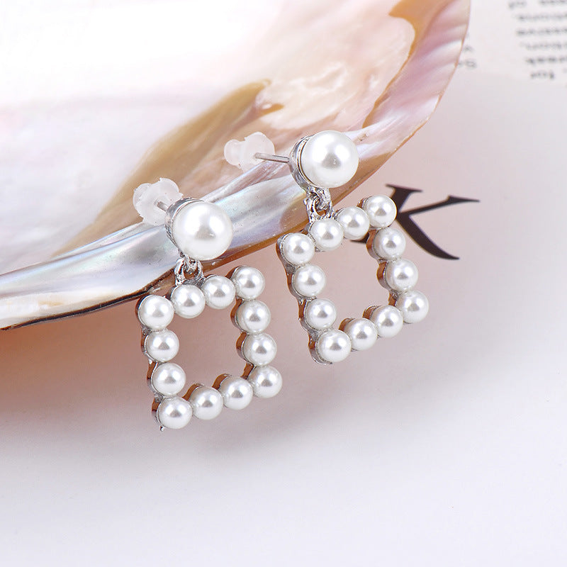 Geometric Pearl Earrings For Women Cold Wind