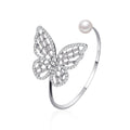 Butterfly Exaggerated Pearl Crystal Opening Adjustable Bracelet