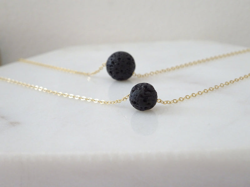 Double Lava Necklace, Black Lava Necklace