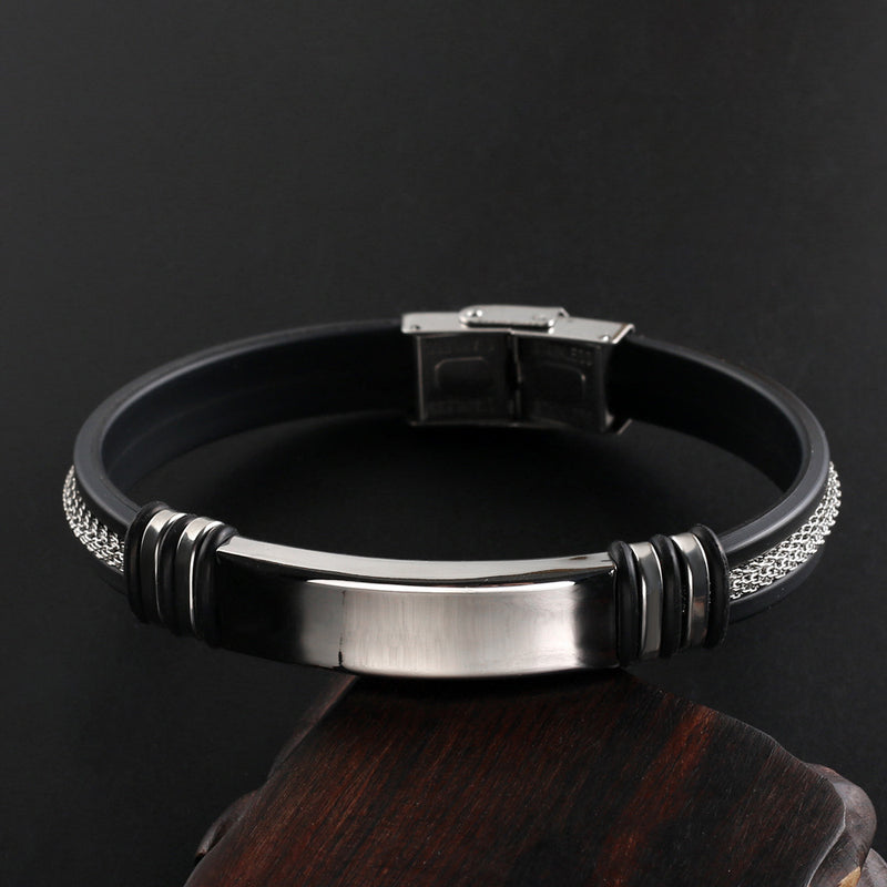 European And American Popular Single Product Stainless Steel Leather Smooth Bracelet