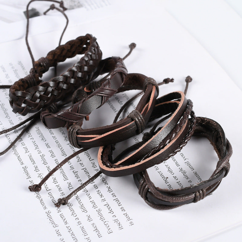 Cross knitted leather adjustable suit Bracelet