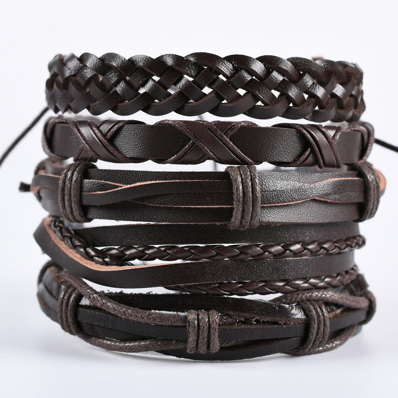 Cross knitted leather adjustable suit Bracelet