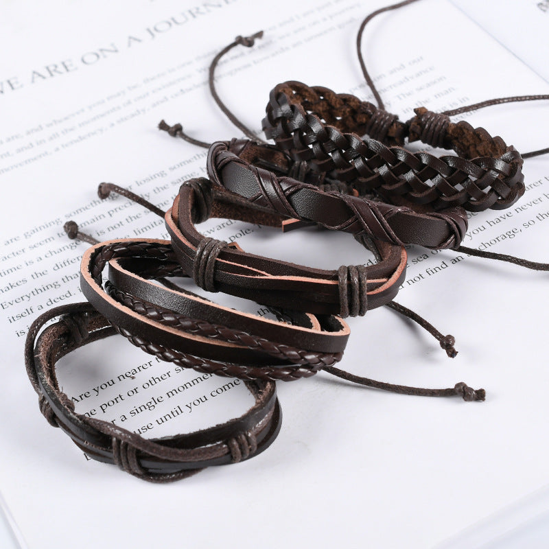 Cross knitted leather adjustable suit Bracelet