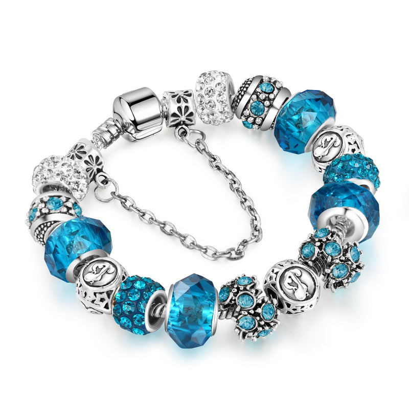 12 Constellation Bracelet Crystal Glass Alloy Big Bead Bracelet