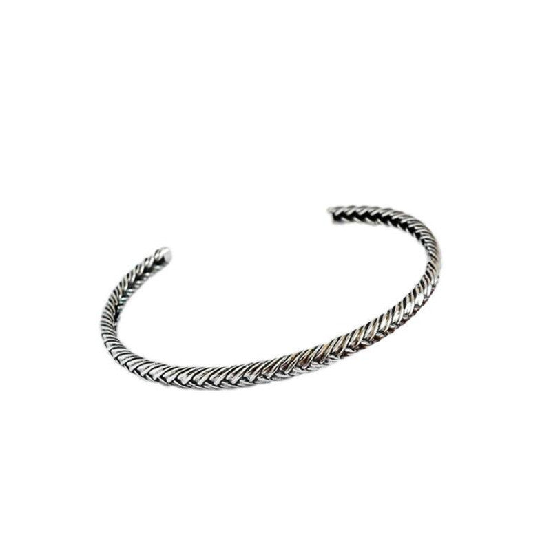 S925 Sterling Silver Vintage Serpentine Twist Woven Bracelet