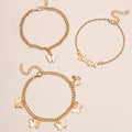 European and American Jane Flower Butterfly Tassel Anklet 3-Piece Set