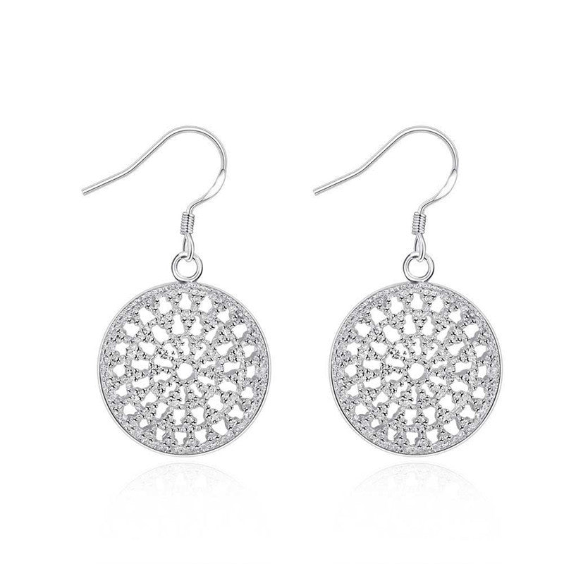Simple Round Shape Silver Round Bag Earrings