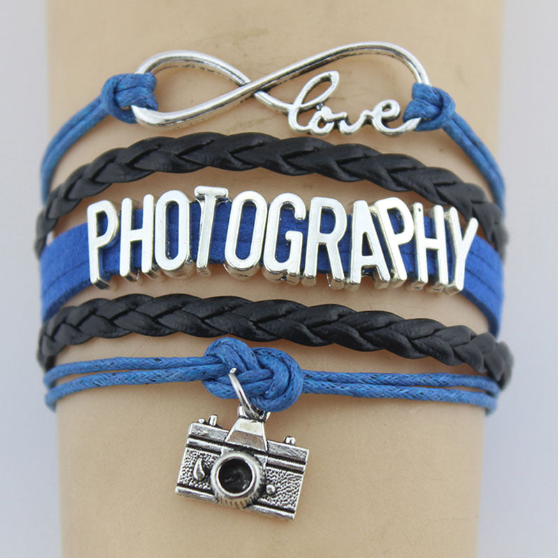 Hand-woven PHOTOGRAPHY Charm Bracelet