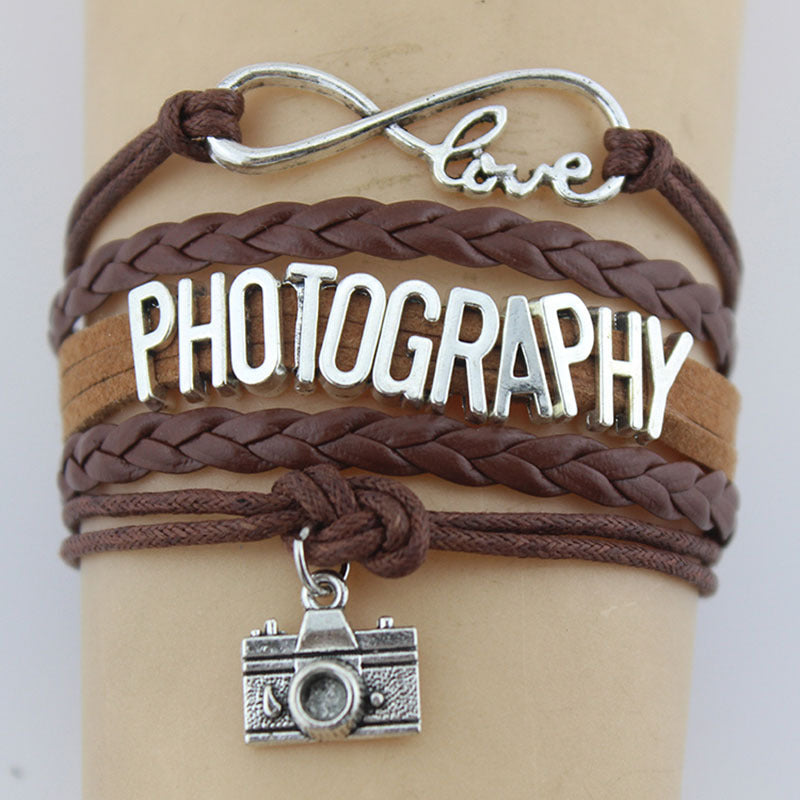 Hand-woven PHOTOGRAPHY Charm Bracelet