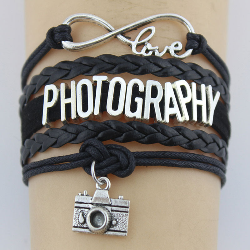 Hand-woven PHOTOGRAPHY Charm Bracelet