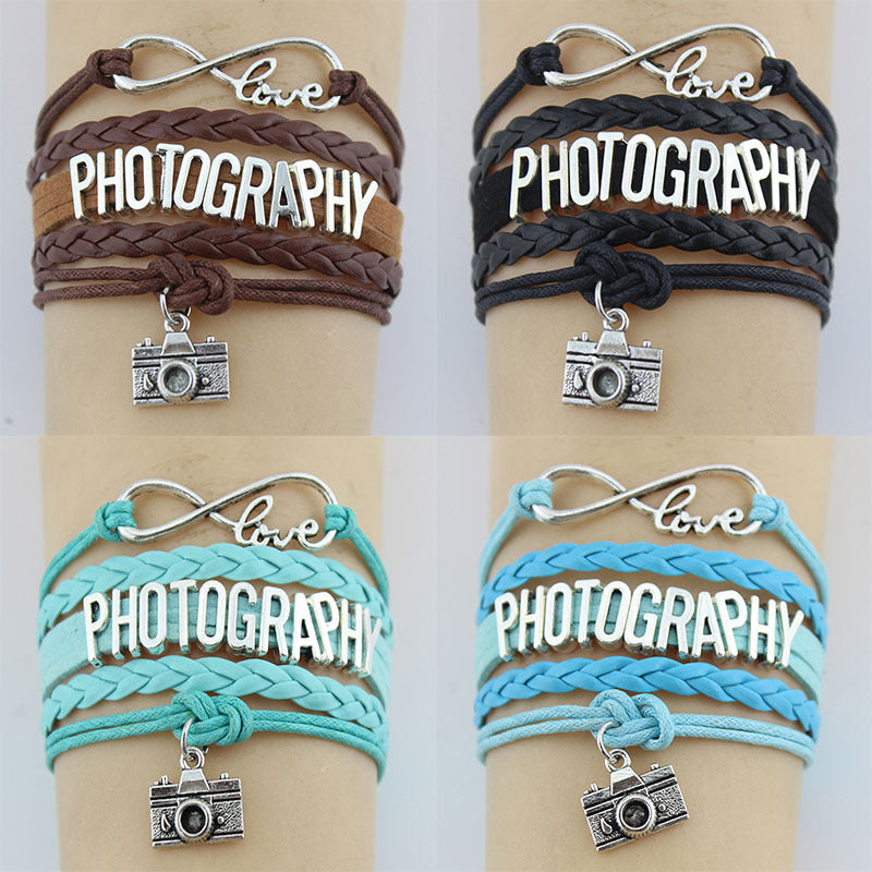 Hand-woven PHOTOGRAPHY Charm Bracelet