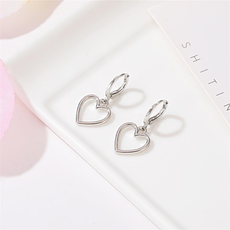 Simple Hollow Love Earrings Small Fresh and Versatile