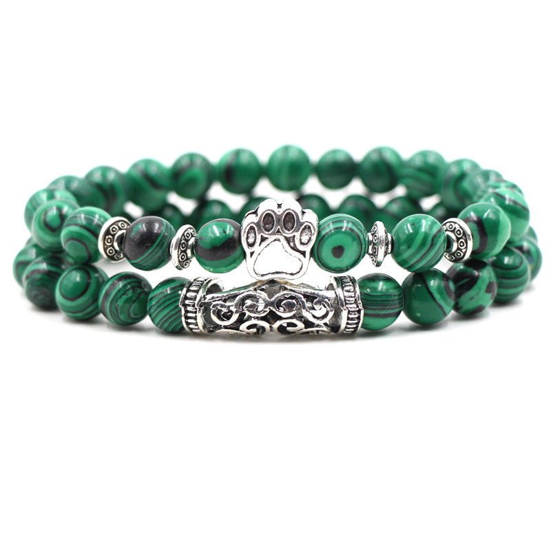 Fashion Simple Natural Malachite Owl Bracelet