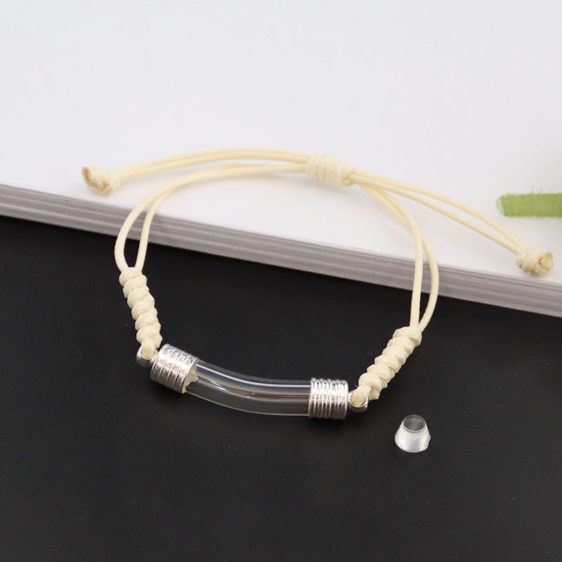 DIY Hand Woven Rope Bracelet Glass Elbow Adjustable Wax Rope Bracelet