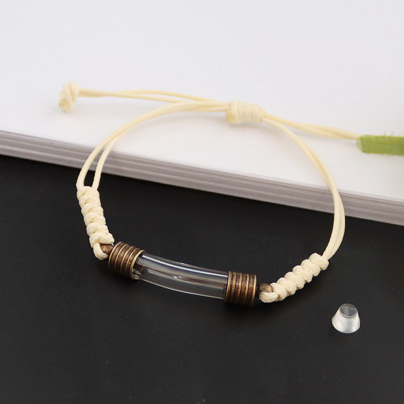 DIY Hand Woven Rope Bracelet Glass Elbow Adjustable Wax Rope Bracelet