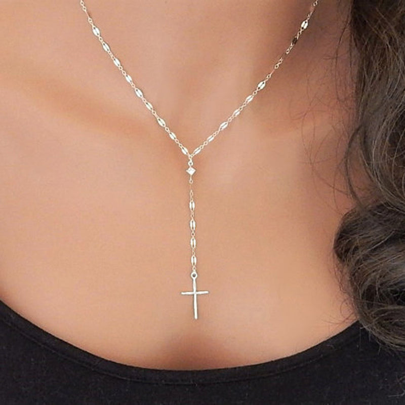 Fashion Personality Trendy Exaggerated Necklace Retro Cross Pendant Clavicle Necklace