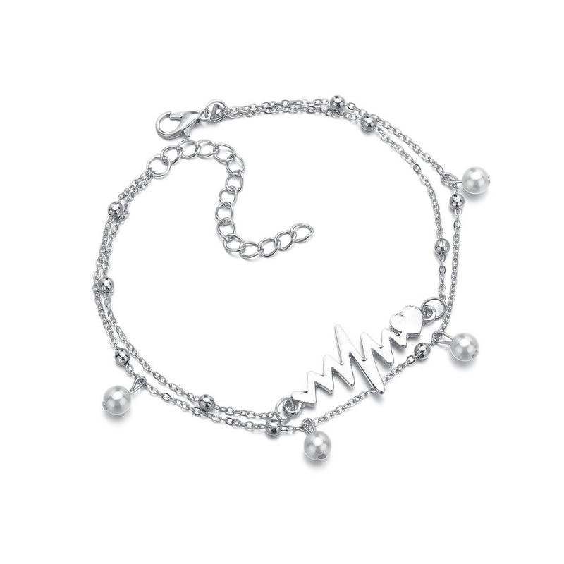 Two-Piece Popular Double-Layer Pearl Anklet