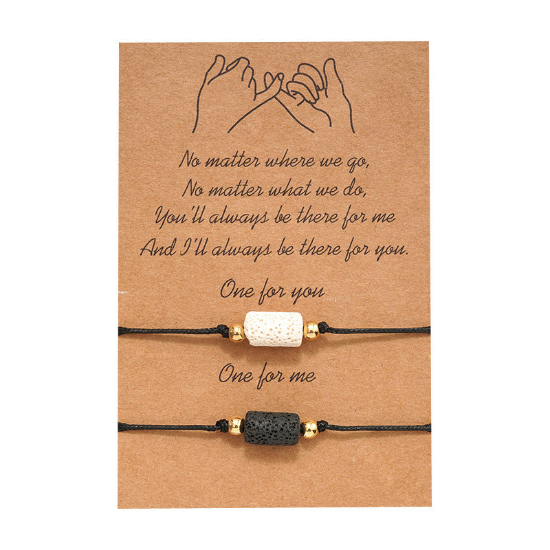 Woven Natural Volcanic Stone Couple Card Bracelet