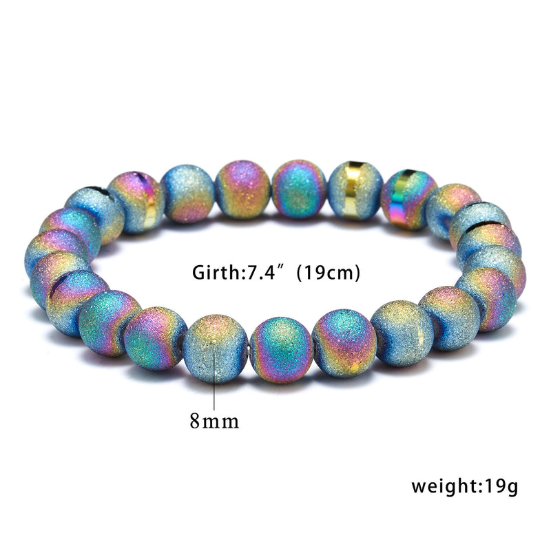 Multicolored Agate Frosted Electroplated Semi-precious Stone Beads Loose Beads