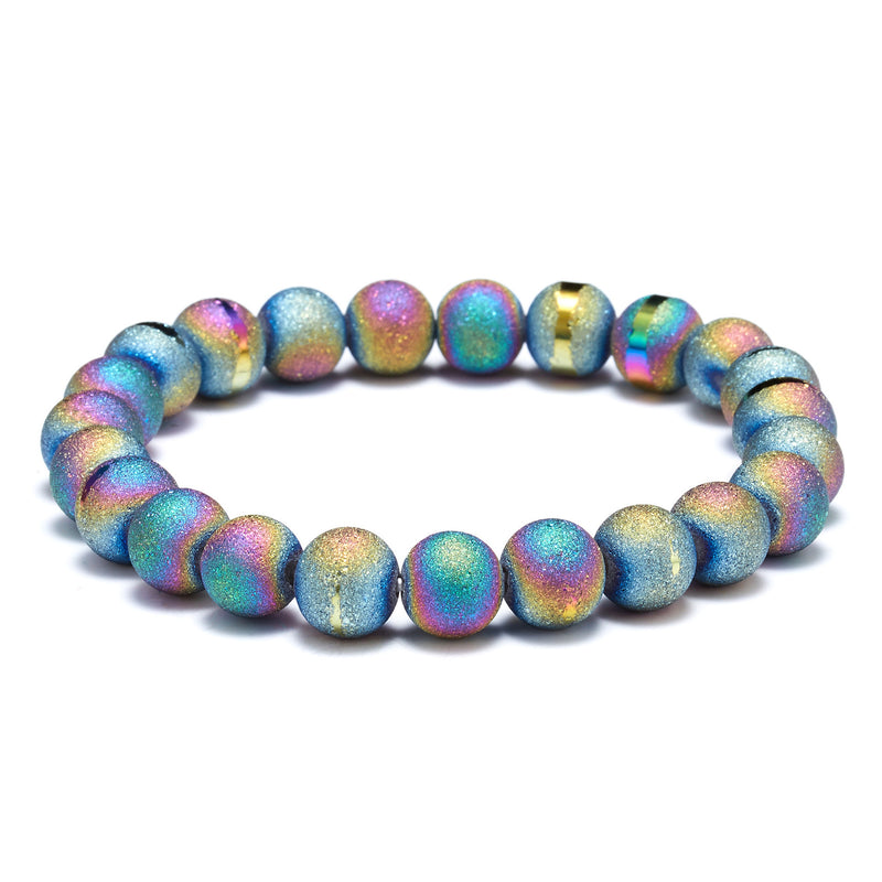 Multicolored Agate Frosted Electroplated Semi-precious Stone Beads Loose Beads