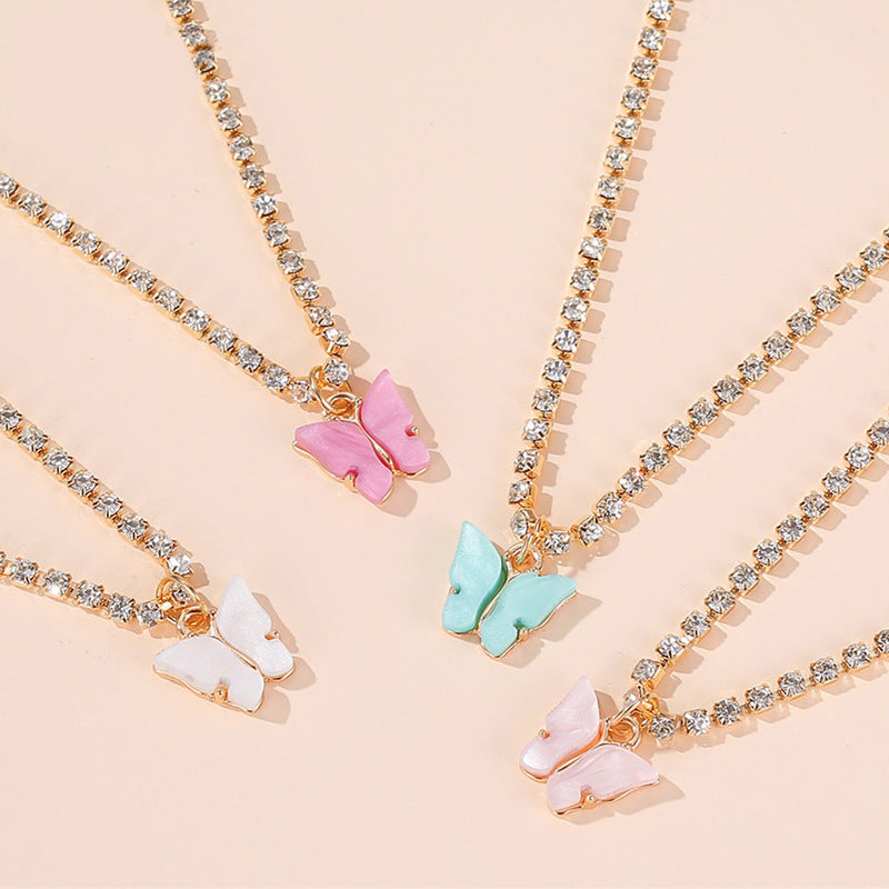 Small Fresh Color Butterfly Necklace