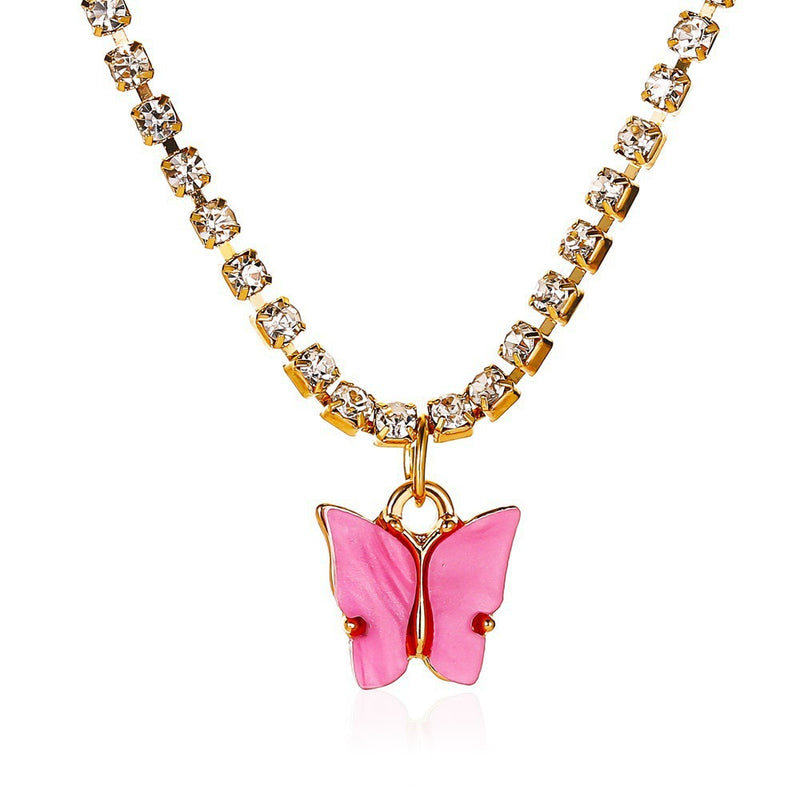 Small Fresh Color Butterfly Necklace