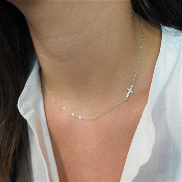 Horizontal Cross Pendant Necklace Jewelry