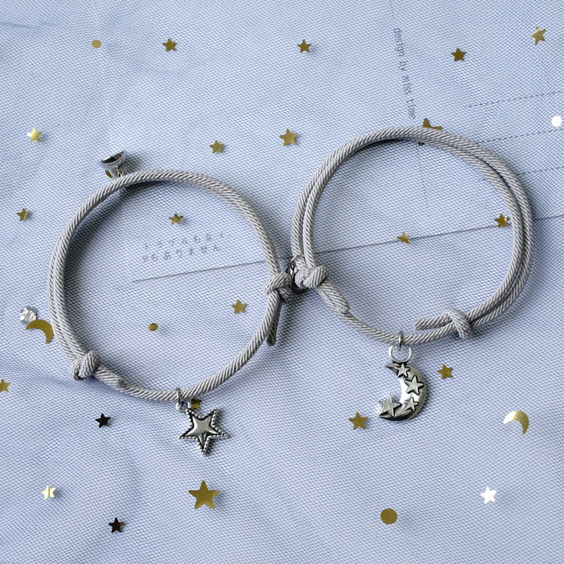 A Pair Of Star And Moon Couple Bracelets Magnet Hand Strap