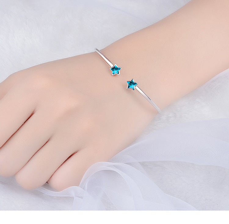 Azure Galaxy Five-pointed Star Opening Blue Bracelet