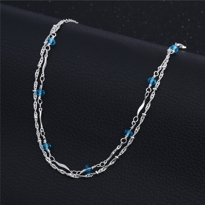 Multi-Layer Women's Silver Anklet