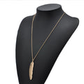 Wish New European And American Fashion Simple Leaf Feather Women's Necklace Single Layer Leaf Hot Selling Necklace Wholesale