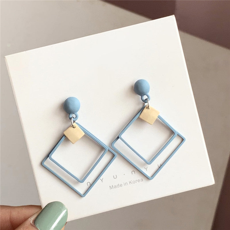 Korean Temperament Simple Geometric Square Earrings