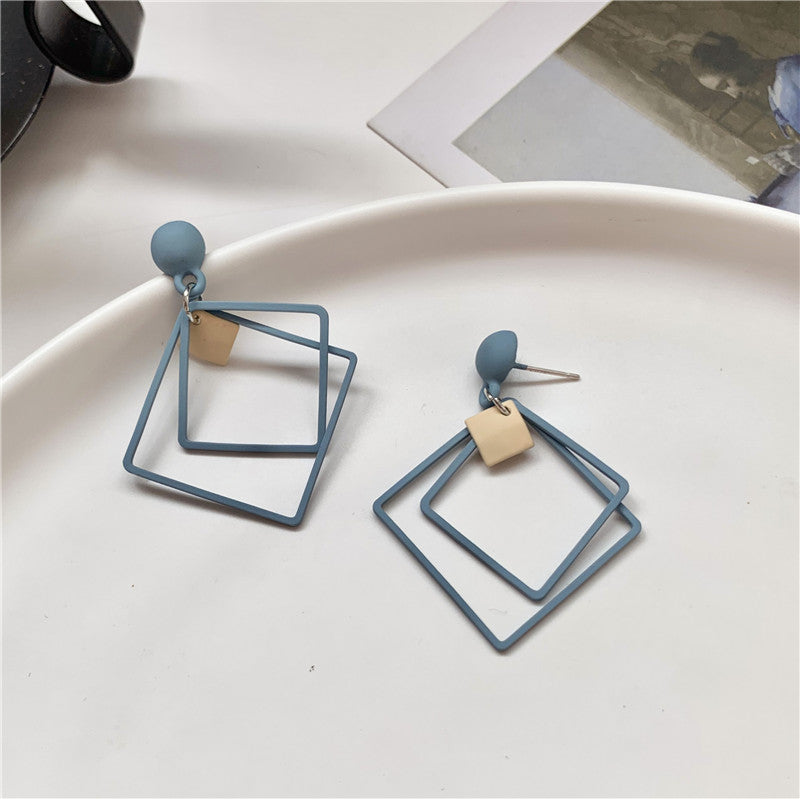 Korean Temperament Simple Geometric Square Earrings