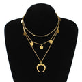 Women's Disc Pendant Multi-Layer Round Bead Necklace