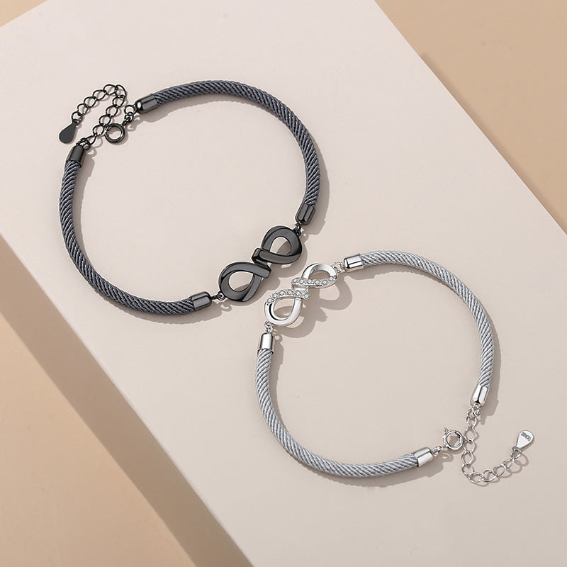 925 Sterling Silver Mobius Couple Bracelet
