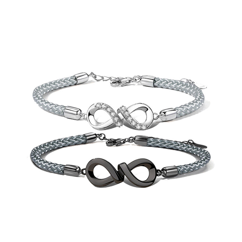 925 Sterling Silver Mobius Couple Bracelet
