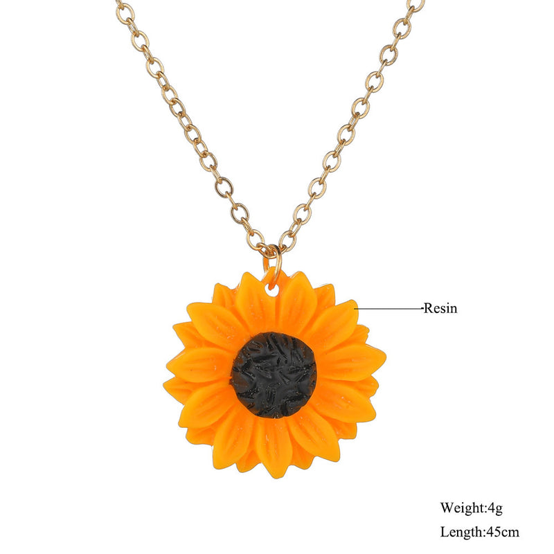 Bohemia Resin Sunflower Pendant Necklace