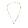 Geometric Hollow Box Pearl Necklace Women