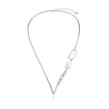 Geometric Hollow Box Pearl Necklace Women