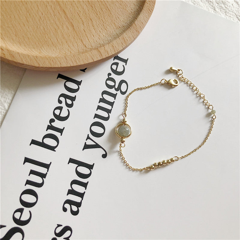 Personalized Simple Synthetic Stone Bead Moon Bracelet