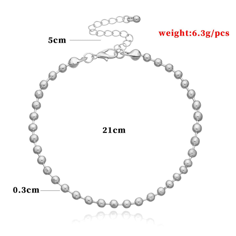 Women's Round Bead Chain Anklet