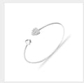 Double Heart-Shaped with Diamond Bangle Bracelet